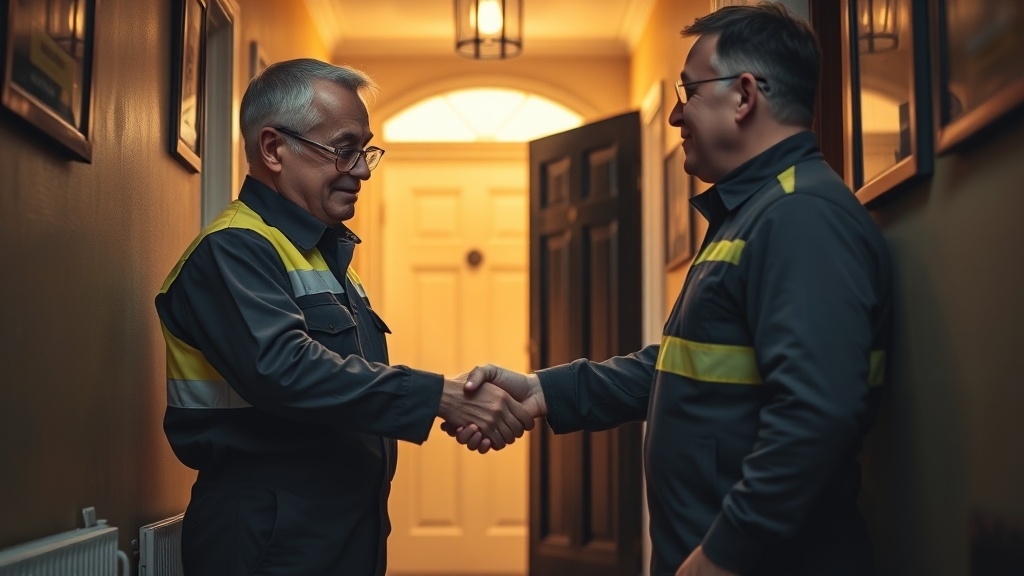 Engineer shaking hands with a Ashtead homeowner after locating their leak